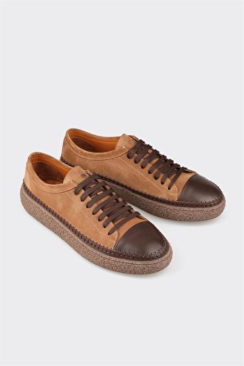 Elle Shoes Camel Leather Men's Casual Shoes