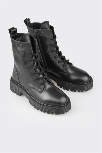 Elle Shoes Μαύρα Δερμάτινα Γυναικεία Casual Μποτάκια