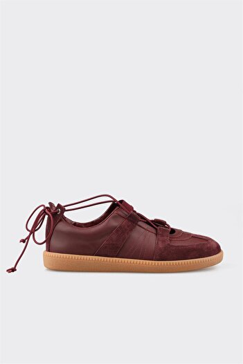 Elle Shoes Claret Red Leather Women's Sports Shoes