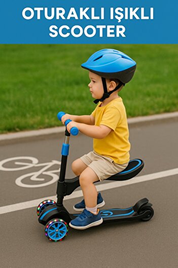 Scooter Oturaklı Scooter Işıklı 3 Tekerlekli Combo Scooter 3+ Yaş