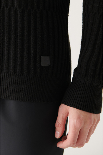Avva Men's Black Full Turtleneck Cotton Knitwear Sweater A22Y5020