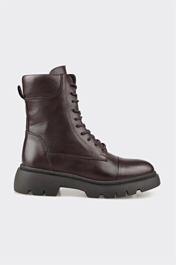 Elle Shoes Καφέ Δερμάτινες Γυναικείες Μπότες Casual