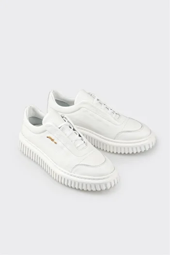 Elle Shoes White Leather Men's Sports Shoes