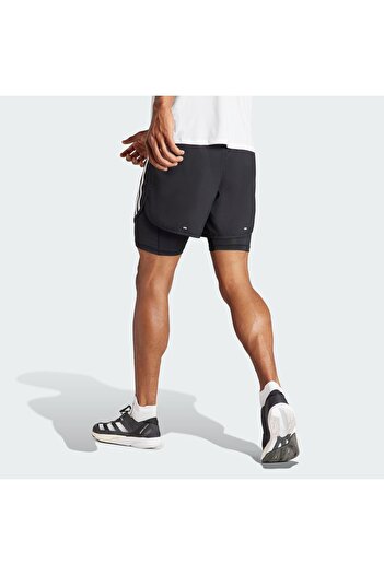 adidas Own the Run 3-Stripes 2-in-1 Shorts