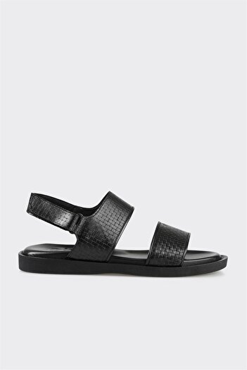 Elle Shoes Black Leather Men's Sandals