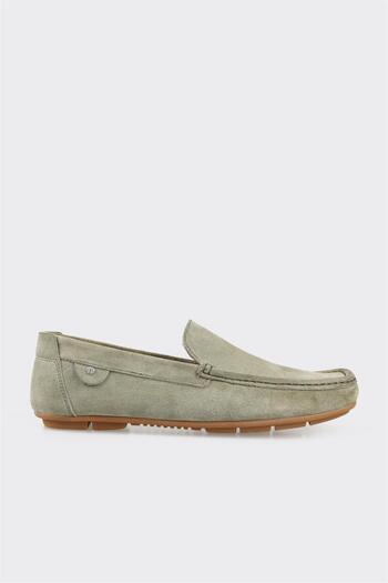 Elle Shoes Green Leather Men's Casual Shoes