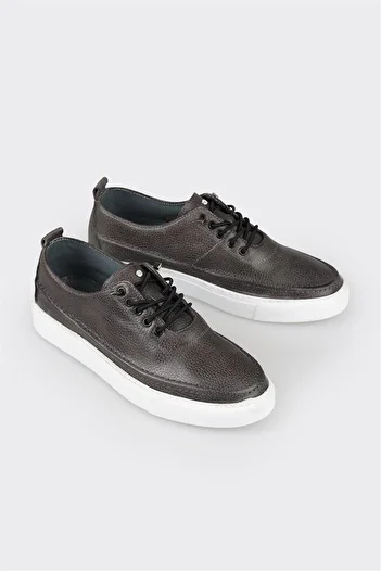 Elle Shoes Gray Leather Men's Casual Shoes