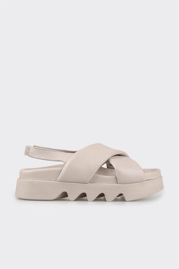 Elle Shoes Gray Leather Women's Sports Sandals