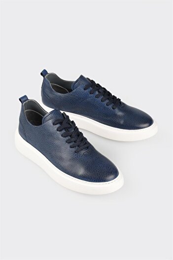 Elle Shoes Blue Leather Men's Sports Shoes