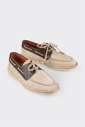 Elle Shoes Beige Leather Men's Espadrille