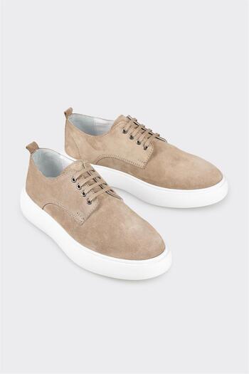Elle Shoes Beige Leather Men's Casual Shoes