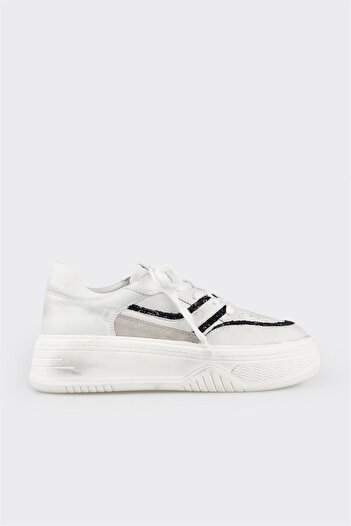 Elle Shoes White Leather Women's Sports Shoes