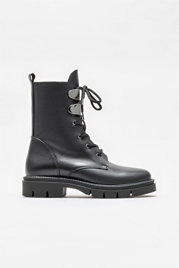 Elle Shoes Siyah Deri Kadın Günlük Bot
