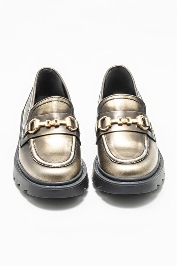 Elle Shoes Gold Deri Kadın Loafer