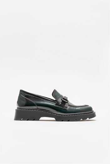 Elle Shoes Зелени кожени дамски мокасини - удобни и стилни