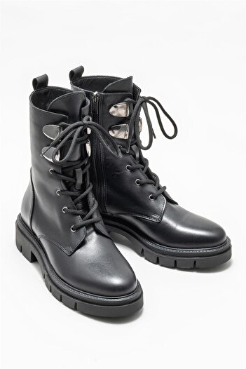 Elle Shoes Siyah Deri Kadın Günlük Bot