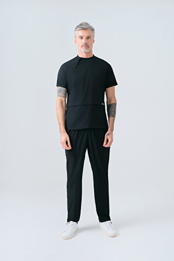 ÇİZGİ MEDİKAL Black Zero Best Lycra Scrubs Costum Uniformă pentru medic și asistentă din țesătură elastică bidirecțională