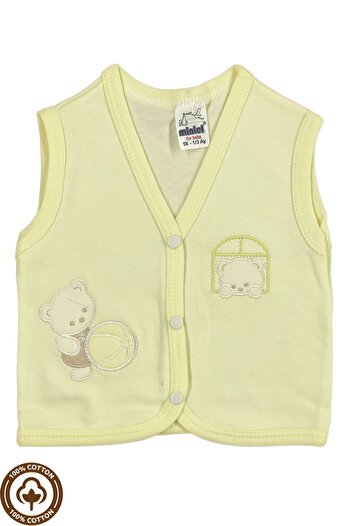 Miniel 3-piece Unisex Baby Vest Set - Teddy Bear Embroidered, Organic Cotton, 3-6-9 Months