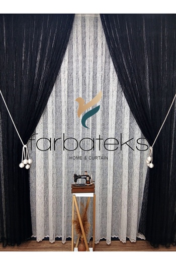 farbateks Black Glass Right/Left Inner Tulle Set Tulle Background Curtain