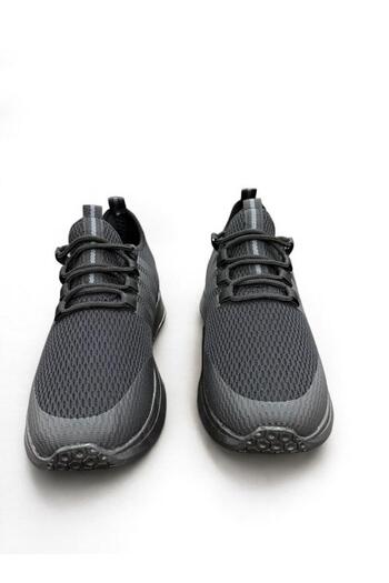 KANTEX Sneaker Siyah Spor Ayakkabısı Konforlu Hava Alan Esnek Kaliteli Bağcıklı Ortapedik Kullanışlı037M