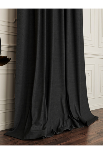 OnyxHome Paris Linen Background Curtain Black Single Wing (without pleat)