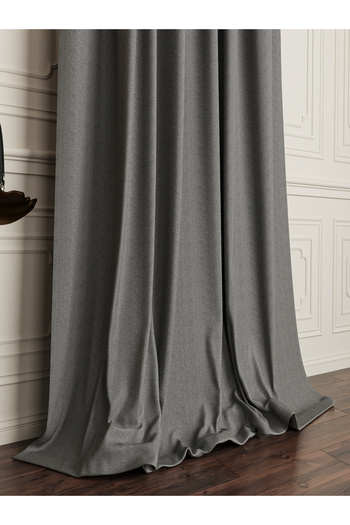 OnyxHome Linen Look Double Blackout Blackout Curtain Grey (Without Pleat)