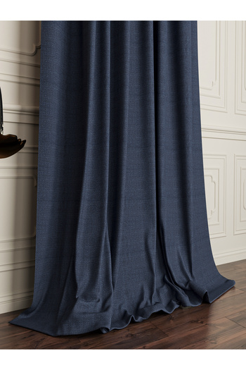 OnyxHome Paris Linen Background Curtain Navy Blue Single Wing (without pleat)