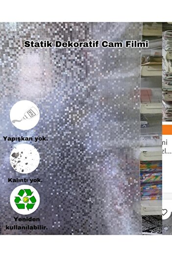 Başak Ev Tekstili Cam Filmi Kaplama Statik Folyo  Buzlu Desenli Duşa Kabin Pencere Ofis Dekorasyon
