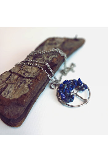 ayrestyle Lapis Lazuli Tree of Life Pattern Necklace - Lapis Lazuli and Tree of Life Necklaces