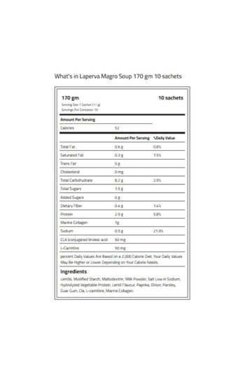 Laperva Magro Soup, 10 sachets, 170 gm, Marine Collagen, CLA & L-Carnitine, Healthy & Delicious Instant Soup