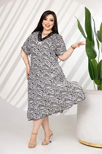 şuranur 100% Bamboo Oversize Δαντέλα με λαιμόκοψη U Λεπτομερής φούστα̇ Φόρεμα με φουσκωτό φόρεμα Suffle Overlock
