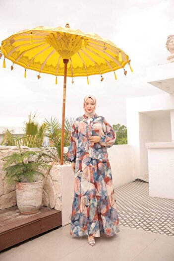 JESSE STORY Γυναικείο φόρεμα Hijab Modal Φόρεμα με υφασμάτινο σχέδιο