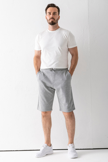 JB John Borners Men's Elastic Waist Laced Pocket Textured Shorts Gray Melange - 8043