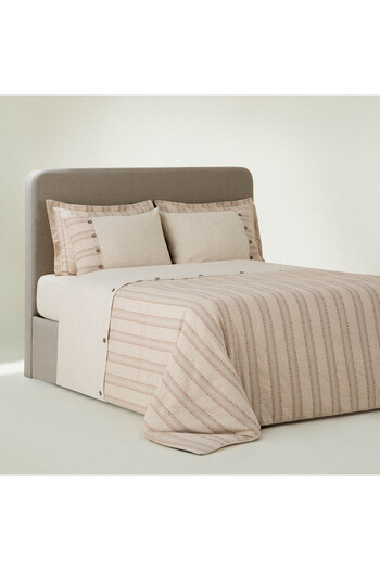 Ecocotton Delfin Double Duvet Cover Set 100% Organic Cotton Linen Terra 200x220 Cm