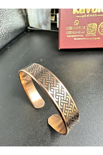 KAVELE Raw Pure Thick Copper Full Protection Armored Spiral Motif Special Zeolite Sand Bracelet