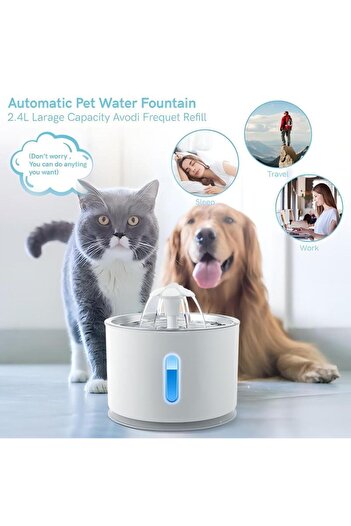 Generic 3 Modes Stainless Steel Pet Water Dispenser 2.5l Automatic Intelligent Silent Pet Water Dispenser