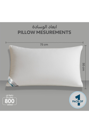 Donetella Pillow 800 Gms – Size 50x75 cm, Microfiber Fabric, Down Alternative Filling, Pack of 1