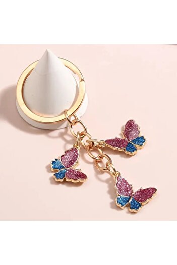 ELENKA Mineli 3-Piece Butterfly Model Colorful Keychain