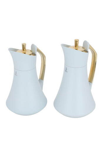 Alsaif Gallery Karma Pro Thermos Set, Light Gray And Gold, 2 Pieces