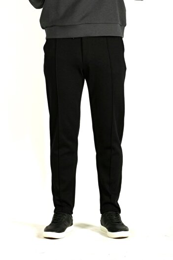 NCS Erkek Siyah Bel İpli Slim Fit Yan Cepli Armürlü Jogger Pantolon NCS JEANS 1642