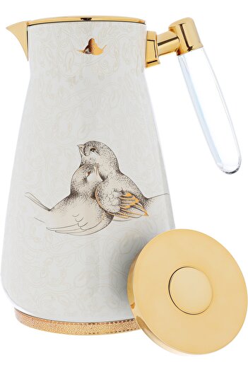 Alsaif Gallery Harmony Pearl Thermos Set With Gold And Transparent Handle, Two Pieces