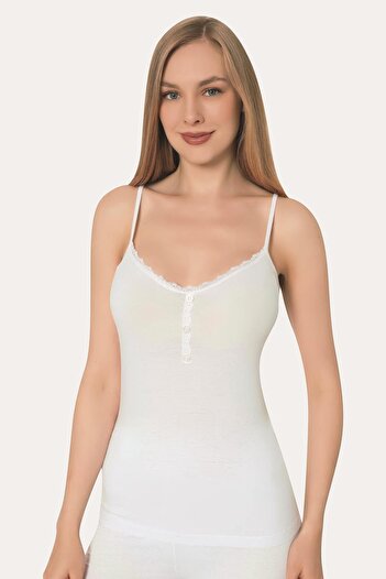 Arma Yıldız White Women's Athlete - Rope Strap, Buttoned, Pack of 2, Cotton and Lycra