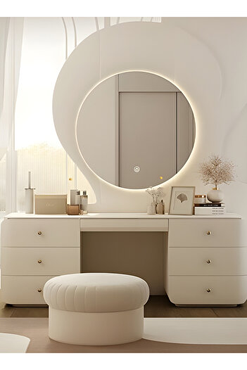 Taimi 60cm Round Makeup Mirror with LED Backlight, Makeup Mirror Suitable for Dressing Room and Bedroom