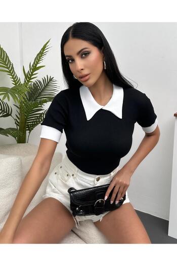Chicup Dámská žebrovaná pletená halenka Polo Neck
