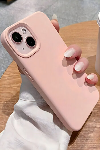 Fibaks Iphone 13 - 14 -15 Uyumlu Kılıf Içi Kadife Lansman Silinebilir Renkli Yumuşak Silikon Pembe Kapak