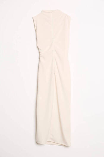 Robin Double Breasted Form Crepe Midi Dress with Stone Belt Detail