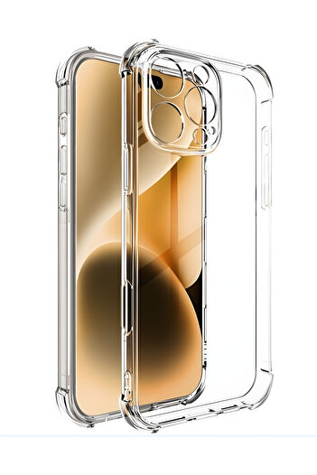 Fibaks Apple iPhone 16 Pro Max Case Antishock Shock Absorbing Camera Protection Flexible Transparent Silicone Cover