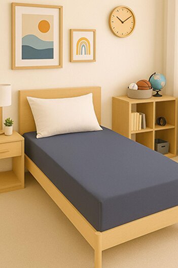 COTENCONCEPT 2 Pieces Plain Cotton Single 80 X 200 X 30 cm Elastic Combed Bed Sheet