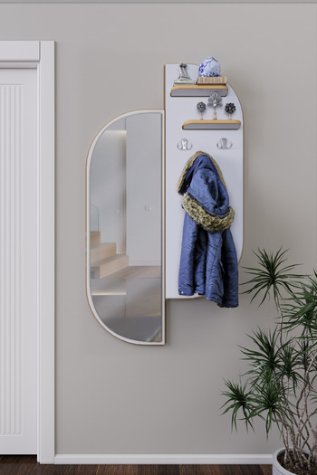 zeo wood design White Wall Dress - Decorative, Mdflam Mirrored Hanger