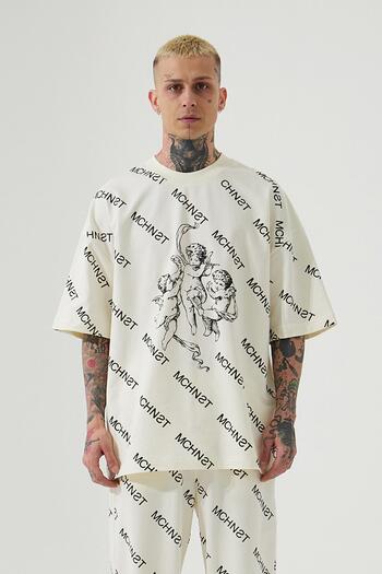 Machinist Ανδρικό μπλουζάκι με στάμπα Mchnst Angels Oversize Cream